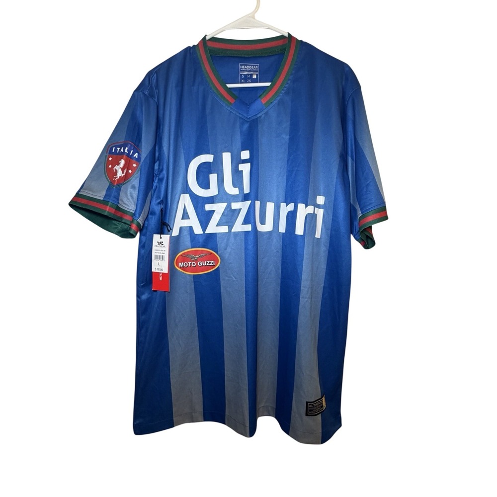 Men Headgear Italia Soccer Jersey Gli Azzurri, Size Large